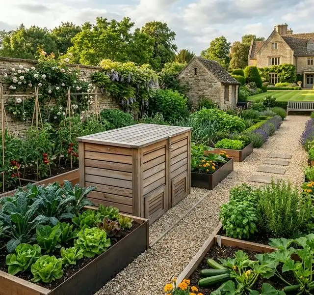 Illustration de jardin de caractere pour Réussir son Composteur de Jardin : La règle des 3 C et les erreurs à éviter