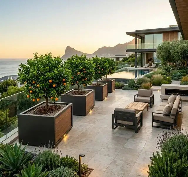 Illustration de jardin de caractere pour Bacs et Grandes Jardinières : Quel pot pour votre grand citronnier ou olivier ?