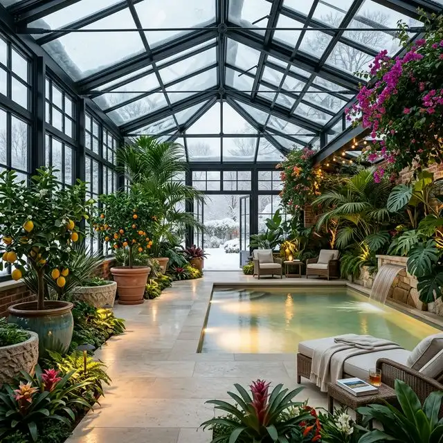 Turn a Pool Enclosure Into a Beautiful Winter Garden - Les Jardins d'un Chatelain