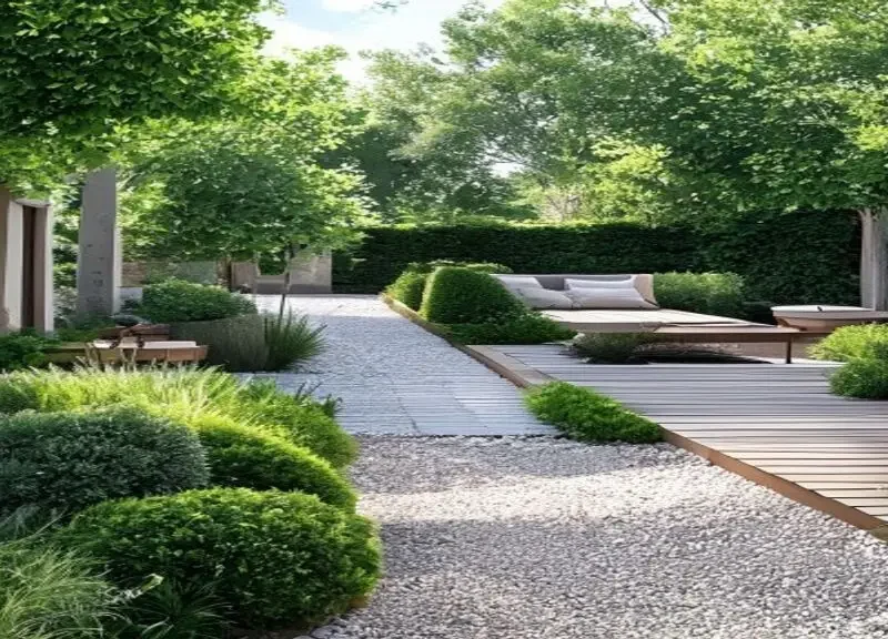 Elegant estate garden with structured planting and refined outdoor atmosphere