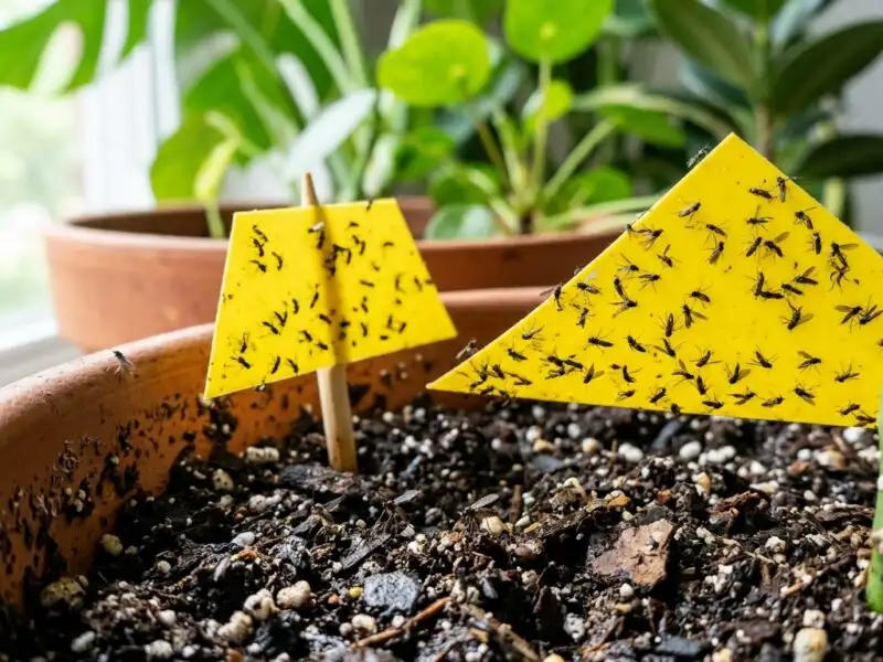 Illustration de jardin de caractere pour Les moucherons de terreau m&rsquo;envahissent : Le traitement naturel et radical (Sciarides)