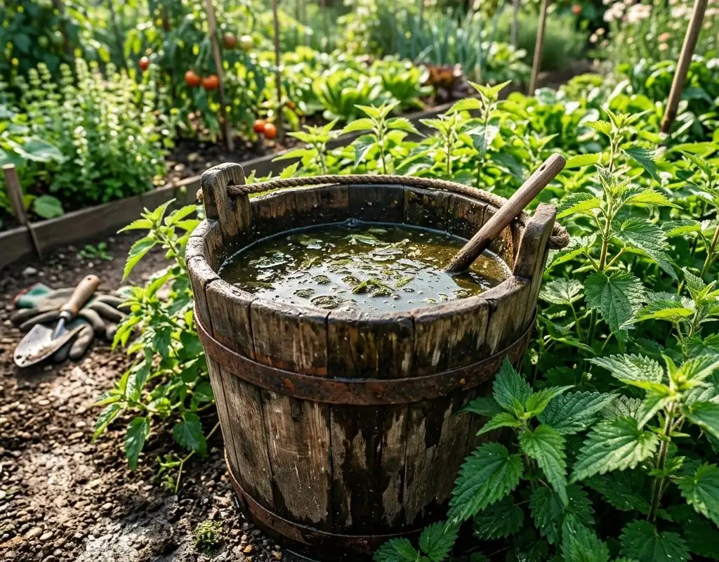 Illustration de jardin de caractere pour Purin d&rsquo;ortie & de consoude : la recette et les dosages exacts
