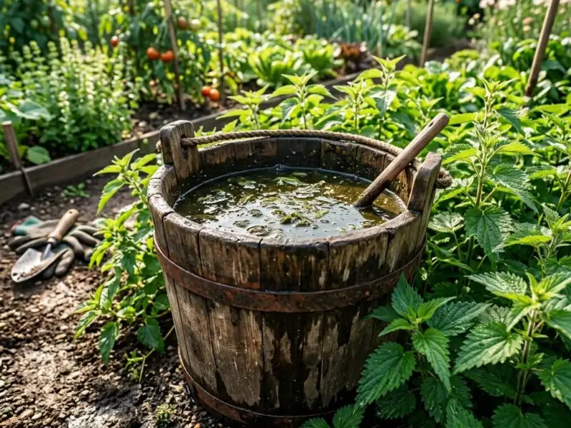 Illustration de jardin de caractere pour Purin d&rsquo;ortie & de consoude : la recette et les dosages exacts