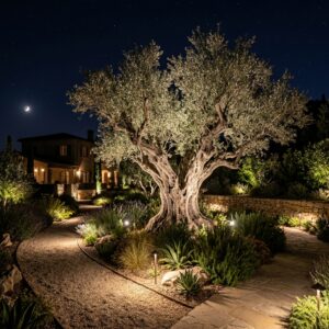 Éclairage paysager : mettre en valeur arbres et massifs
