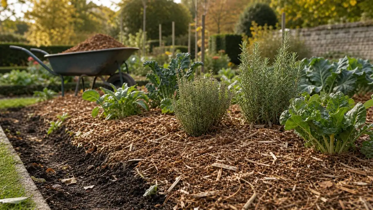 Illustration de jardin de caractere pour Le BRF au jardin : nourrir le sol avec le bois raméal fragmenté