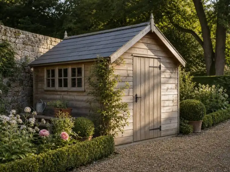 Illustration de jardin de caractere pour Choisir un abri de jardin : matériau, taille et démarches