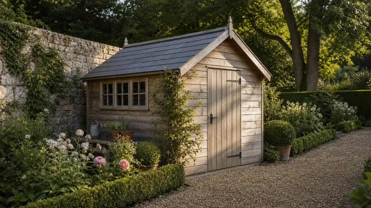 Illustration de jardin de caractere pour Choisir un abri de jardin : matériau, taille et démarches