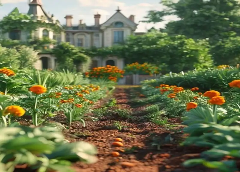 Illustration de jardin de caractere pour Associer les cultures au potager : le compagnonnage qui marche