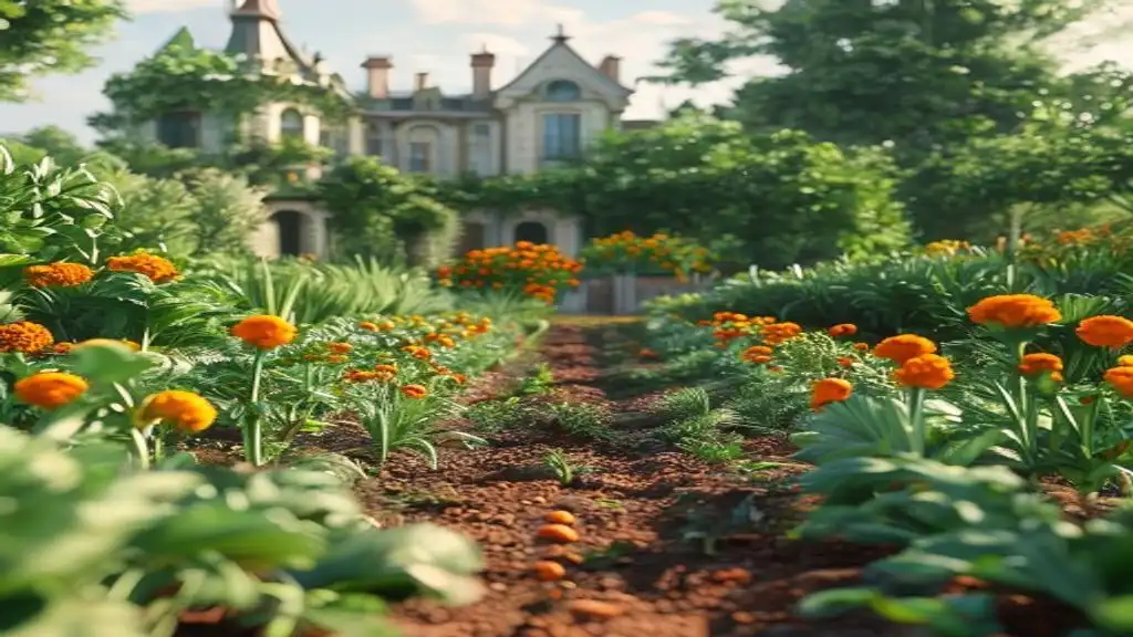 Illustration de jardin de caractere pour Associer les cultures au potager : le compagnonnage qui marche