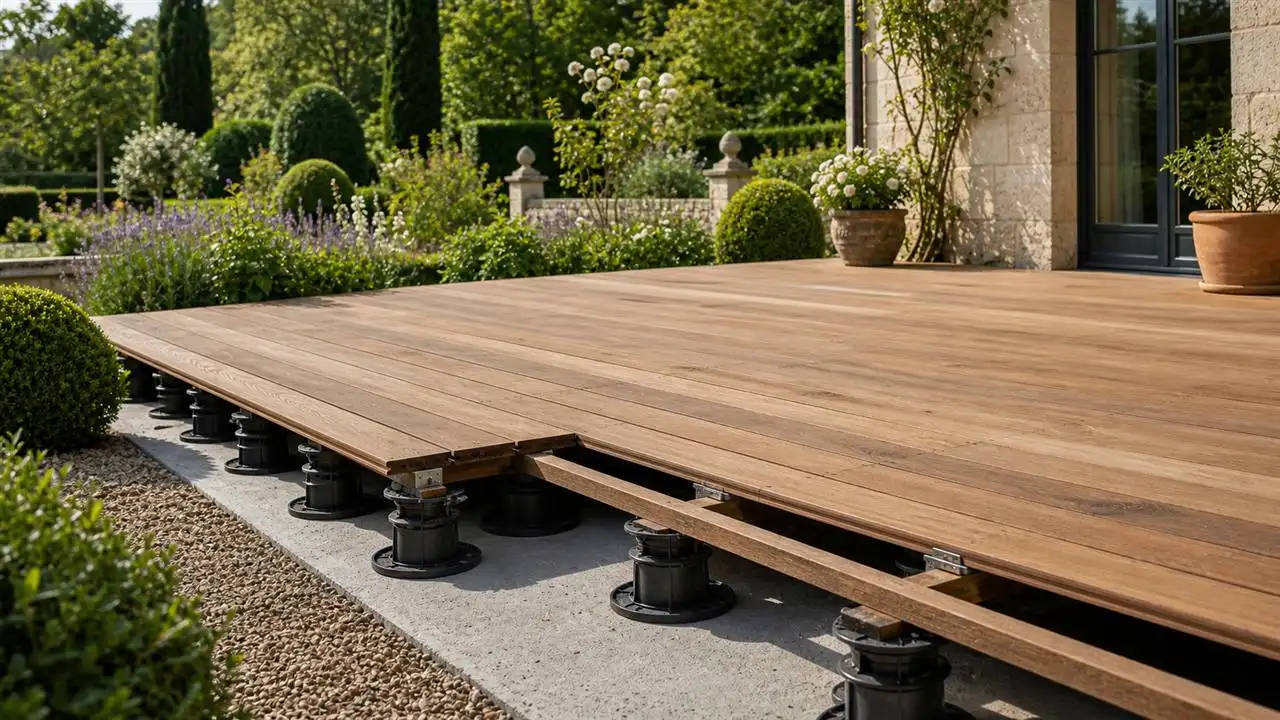 Illustration de jardin de caractere pour Terrasse sur plots : poser une terrasse sans dalle béton