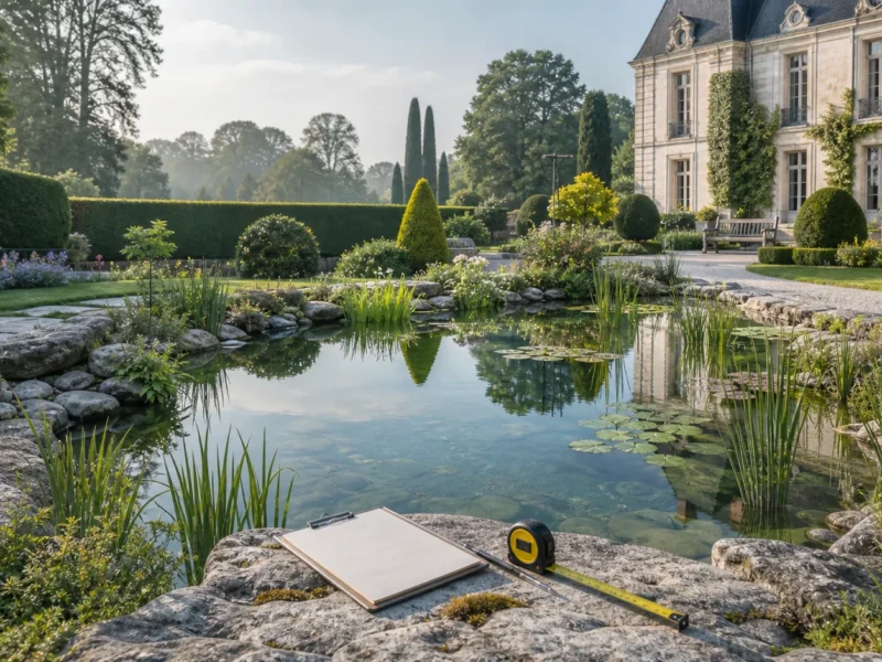 Illustration de jardin de caractere pour Combien coûte un bassin de jardin : le barème 2026, poste par poste