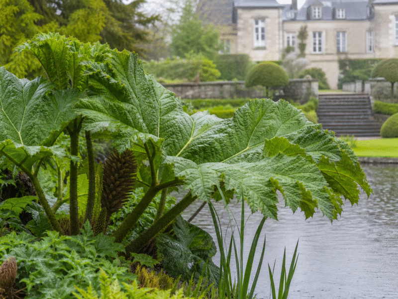 Illustration de jardin de caractere pour Gunnera manicata : planter et entretenir la plante géante des berges