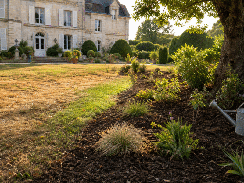 Illustration de jardin de caractere pour Remettre un jardin en état après une forte chaleur : protocole de reprise