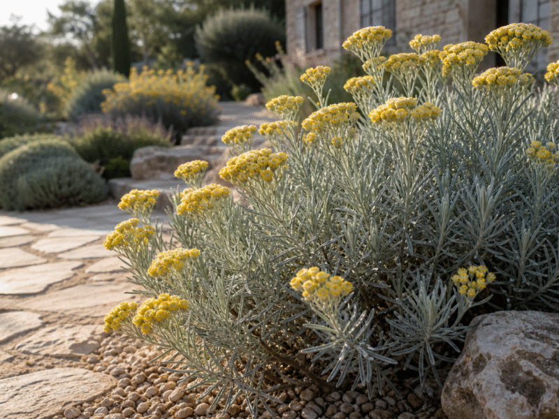 Illustration de jardin de caractere pour Immortelle : la plante à l&rsquo;odeur du maquis, plantation et taille