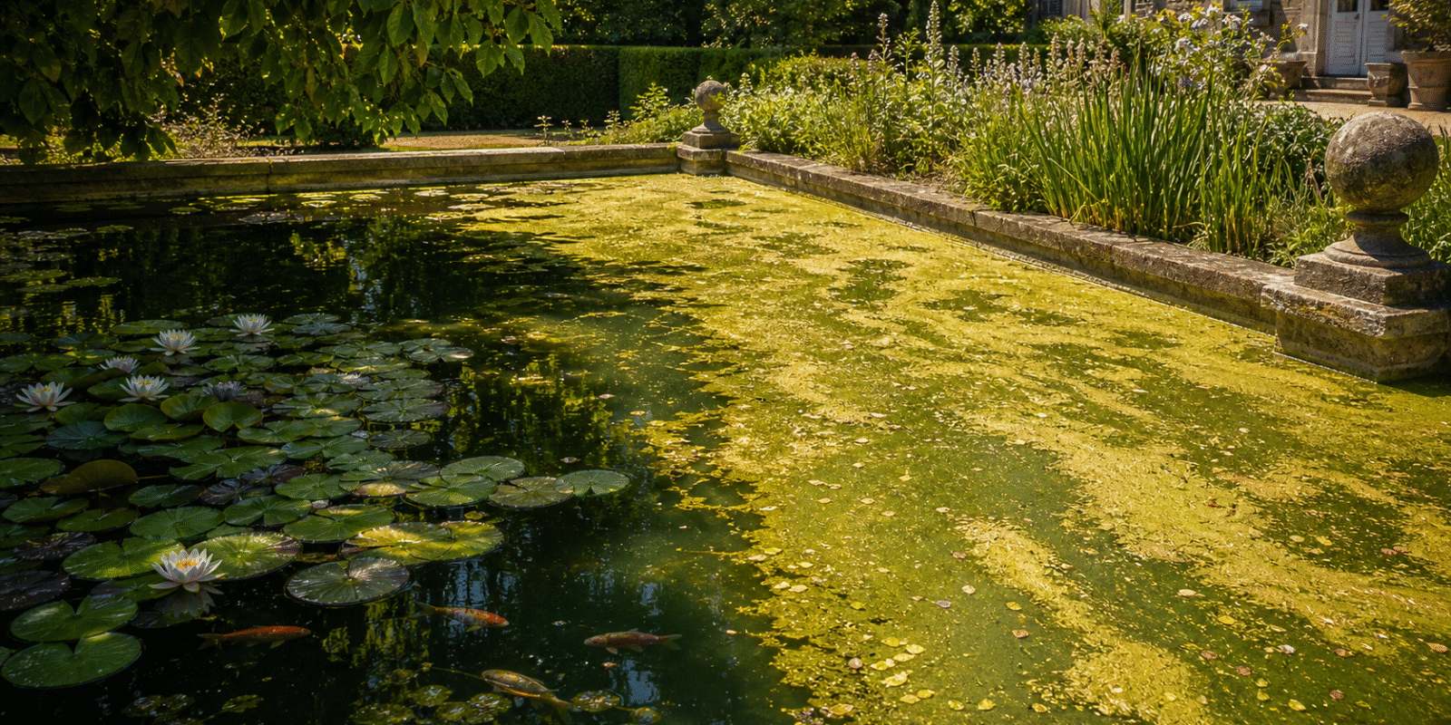Green Water in Hot Weather: Algae and Heat in the Pond - Les Jardins d'un Chatelain