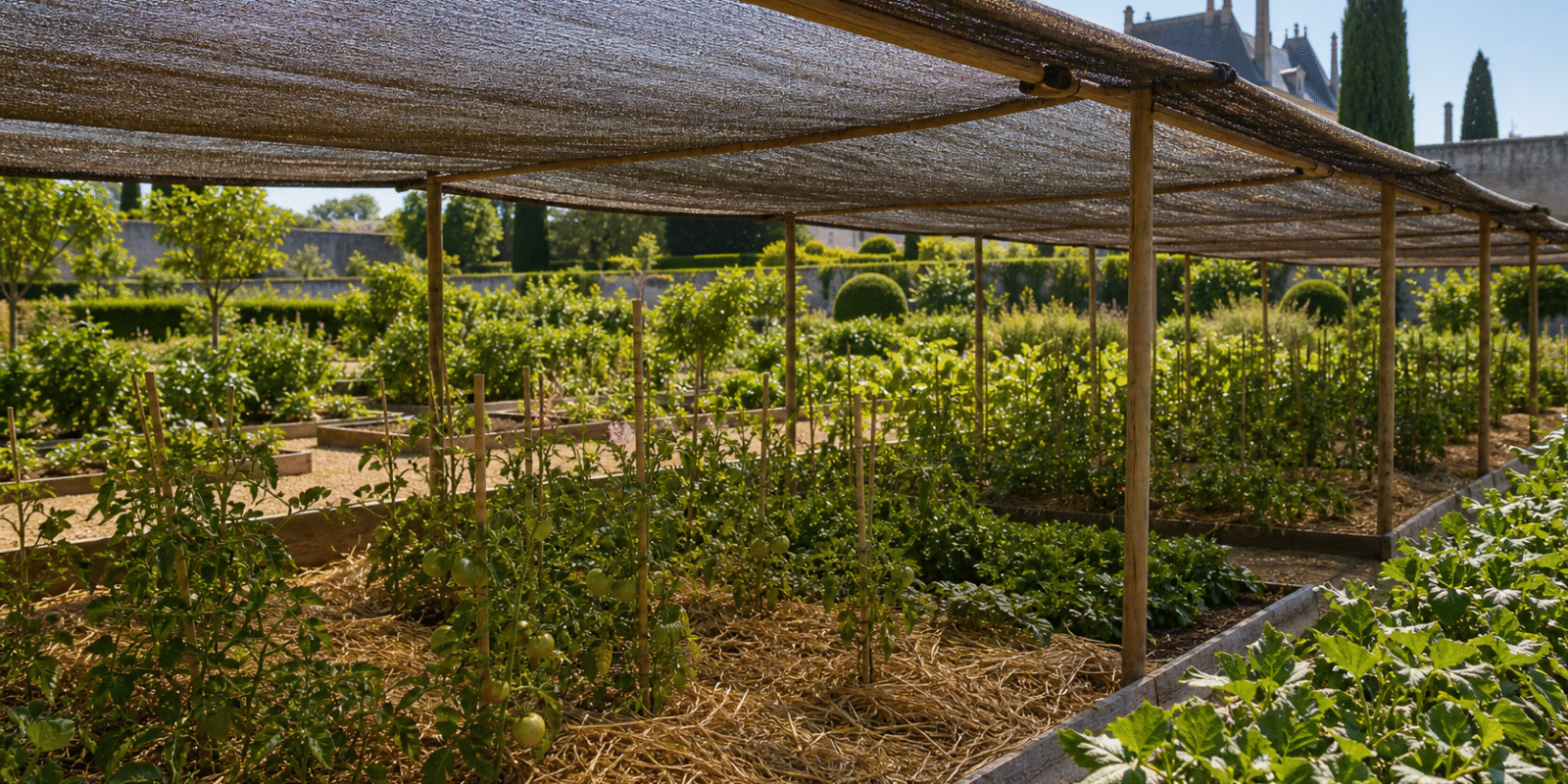 Gemüsegarten bei Hitzewelle schützen: Schatten, Mulch, Gießen - Les Jardins d'un Chatelain