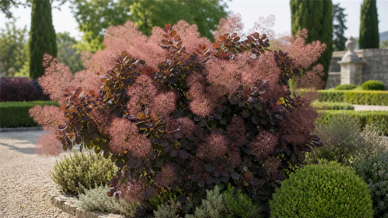 Arbre à perruque en situation dans un jardin de chateau