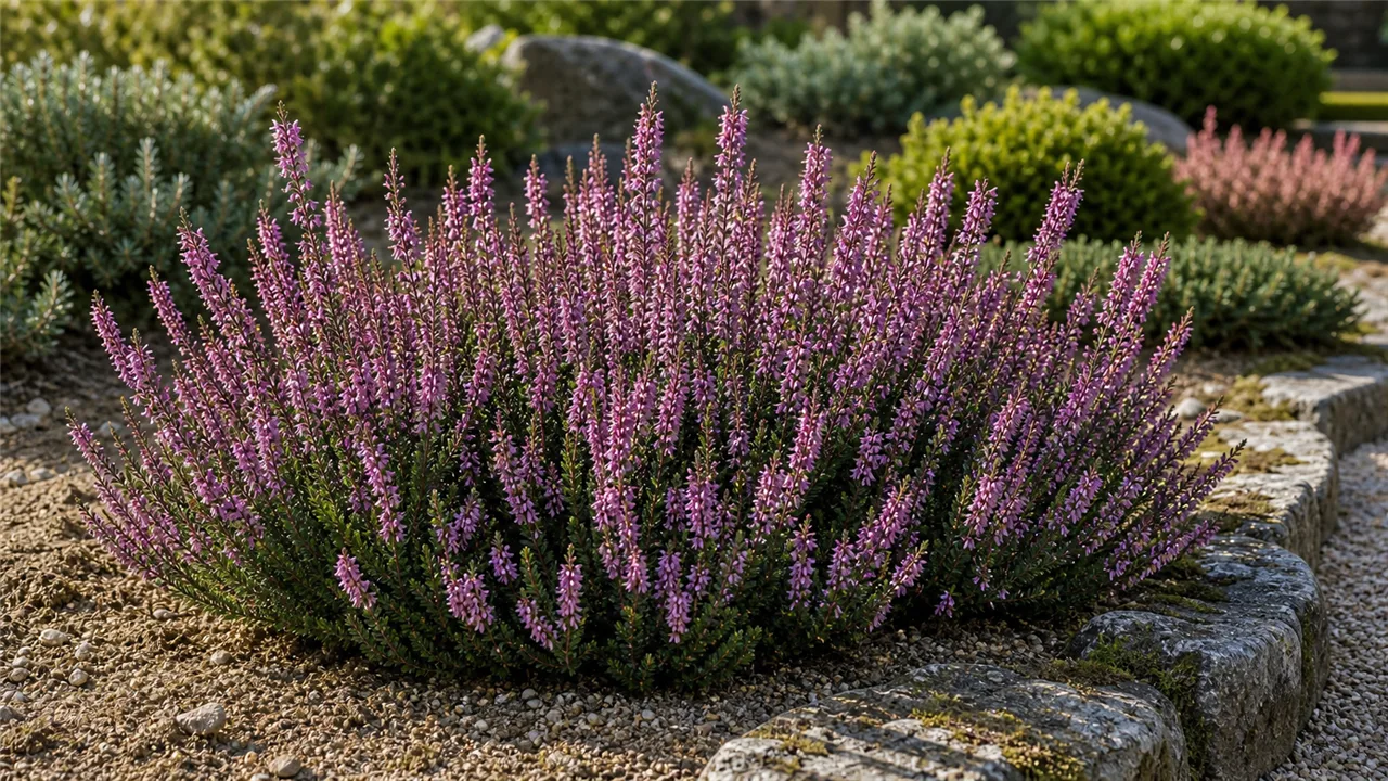 Heather garden profile planted in a chateau garden