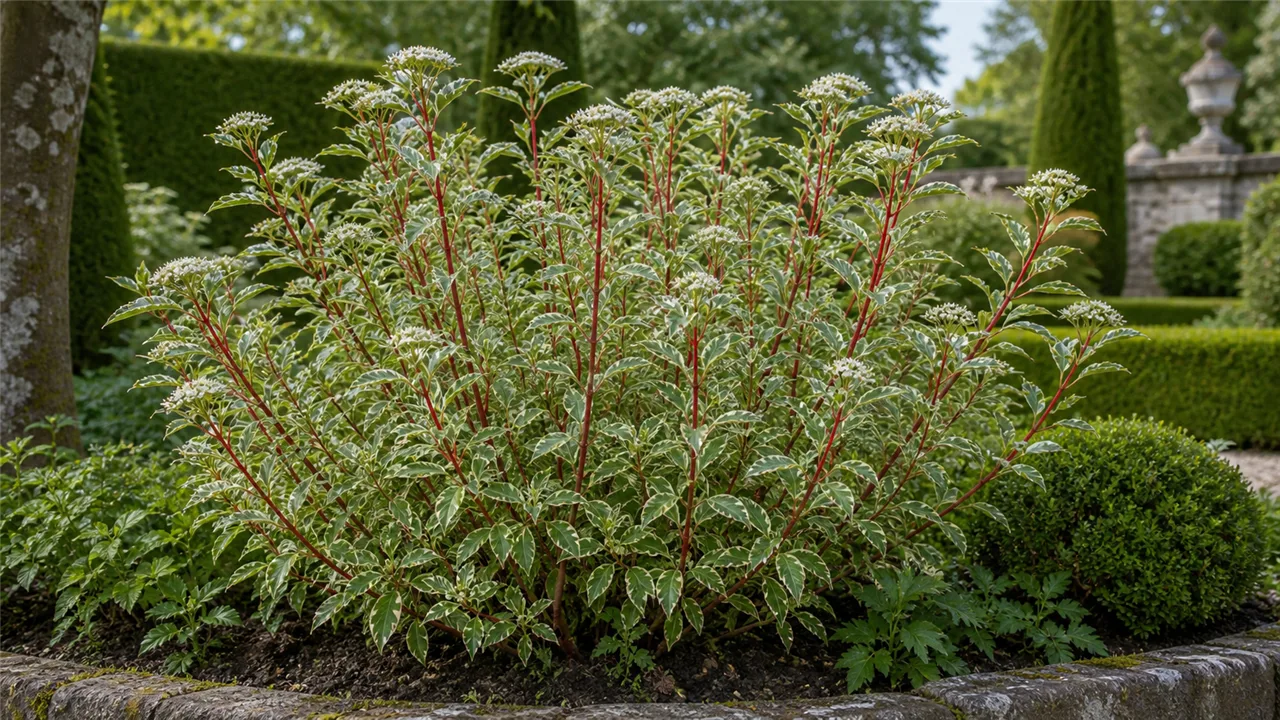 Dogwood garden profile planted in a chateau garden