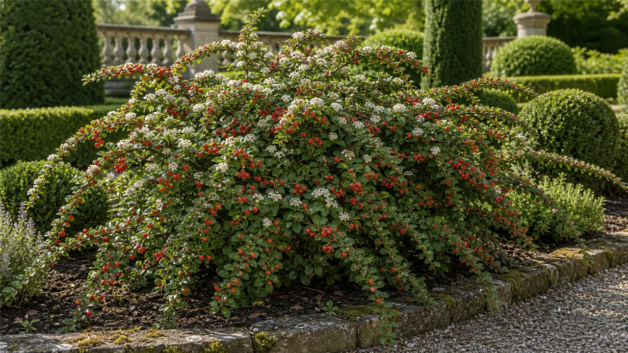 Cotoneaster garden profile planted in a chateau garden