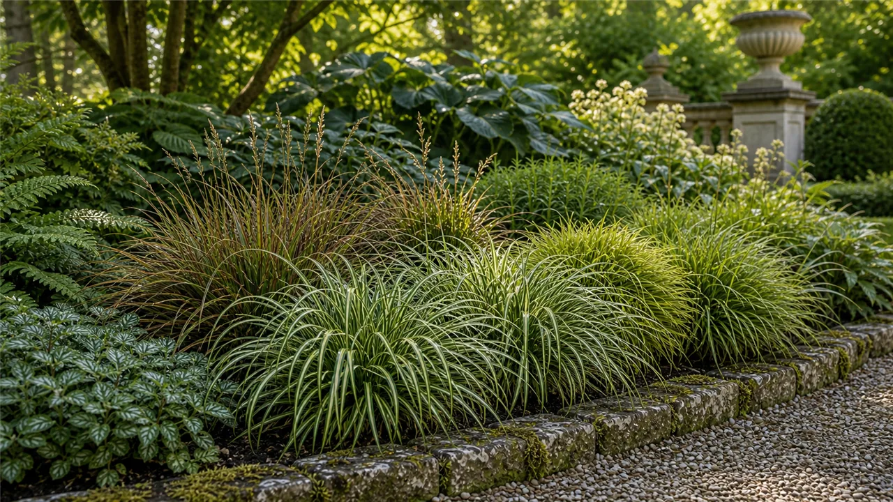 Sedge garden profile planted in a chateau garden