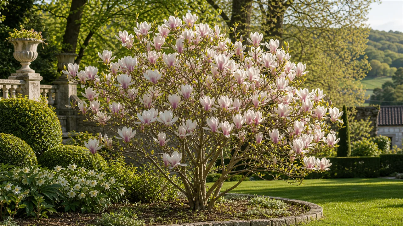 Magnolia garden profile planted in a chateau garden