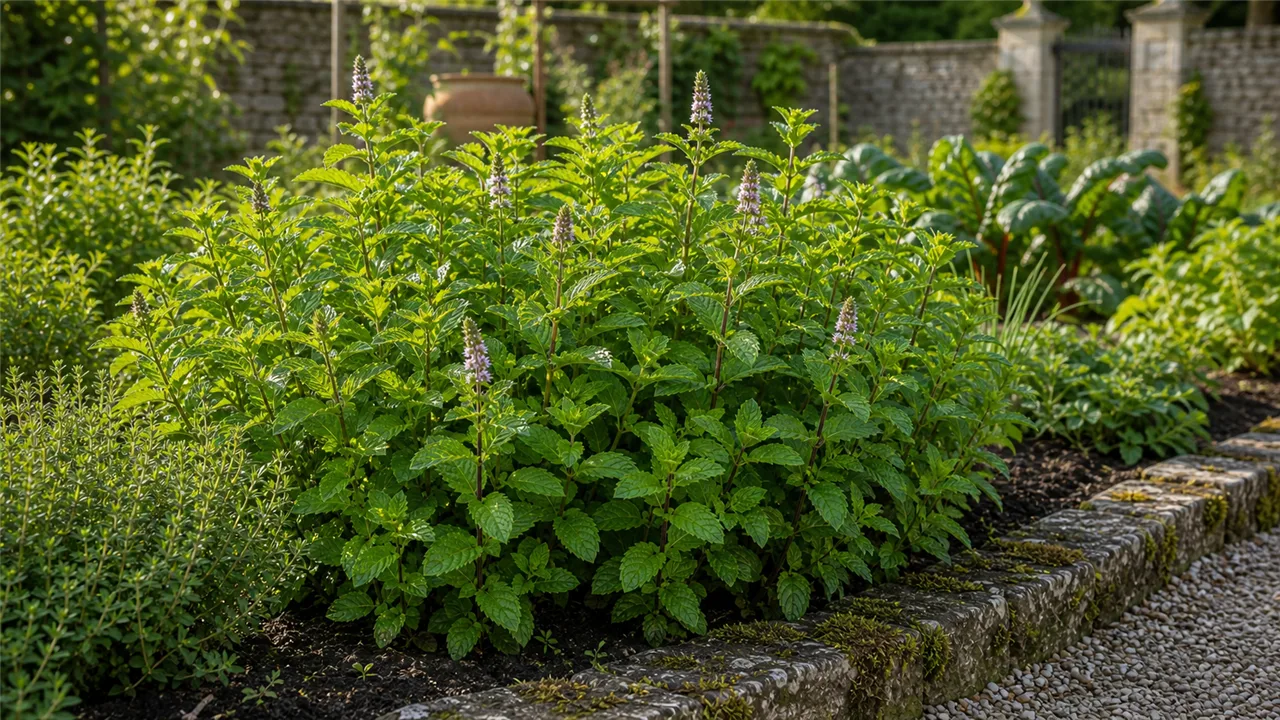 Mint garden profile planted in a chateau garden