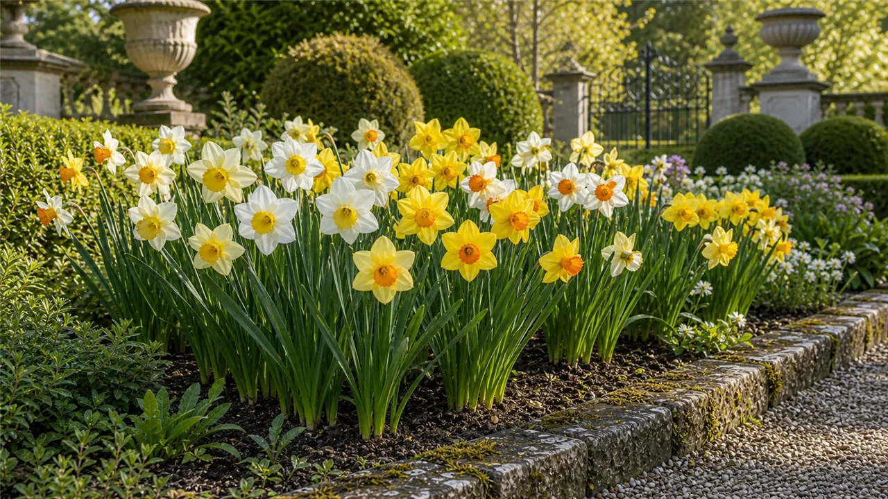 Daffodil garden profile planted in a chateau garden