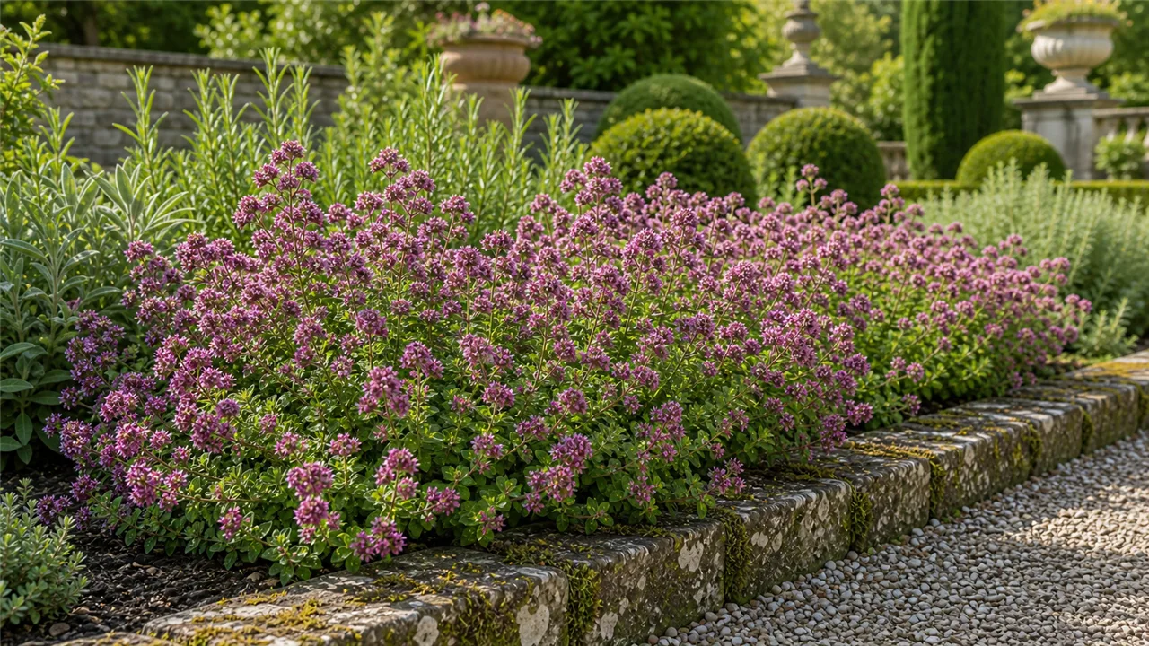 Origan en situation dans un jardin de chateau