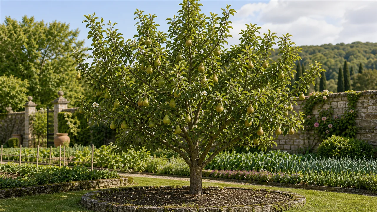 Pear tree garden profile planted in a chateau garden