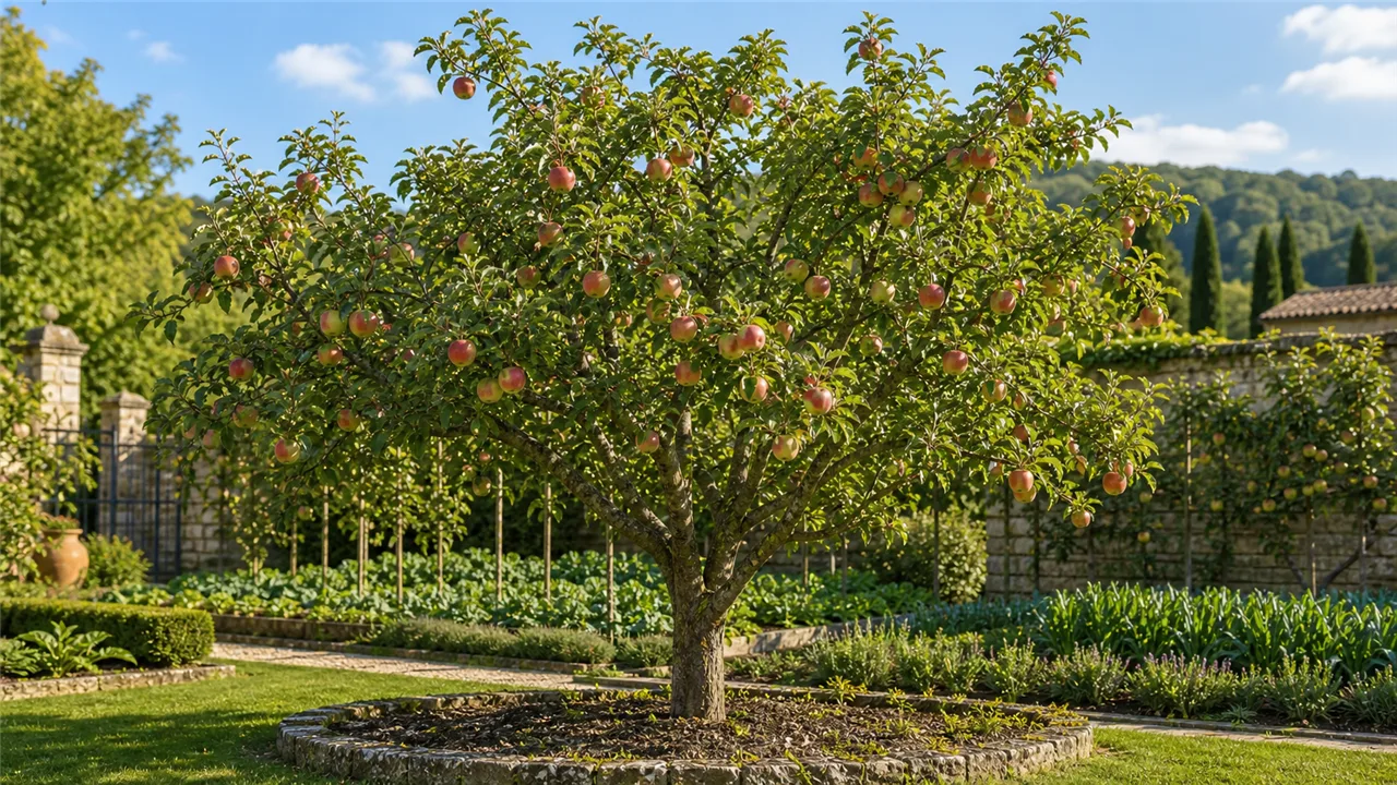 Apple tree garden profile planted in a chateau garden