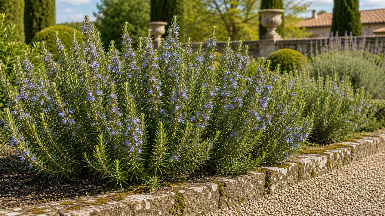 Romarin en situation dans un jardin de chateau