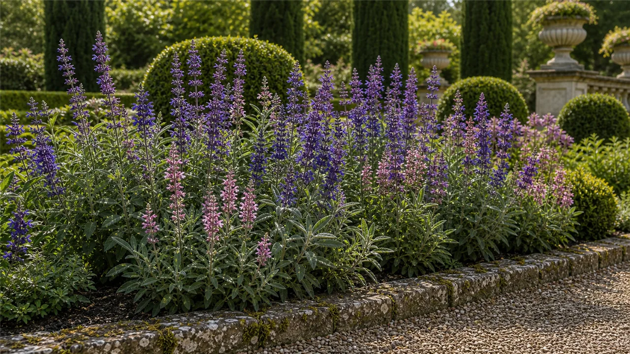 Sage garden profile planted in a chateau garden
