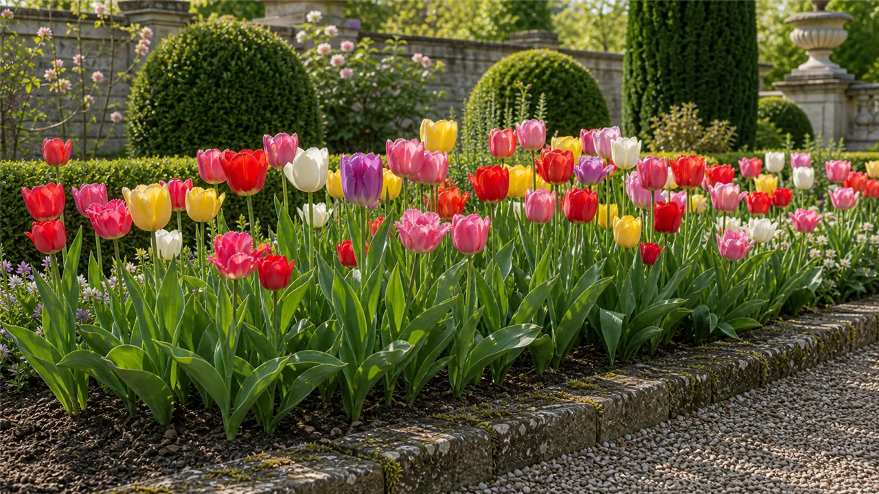 Tulip garden profile planted in a chateau garden