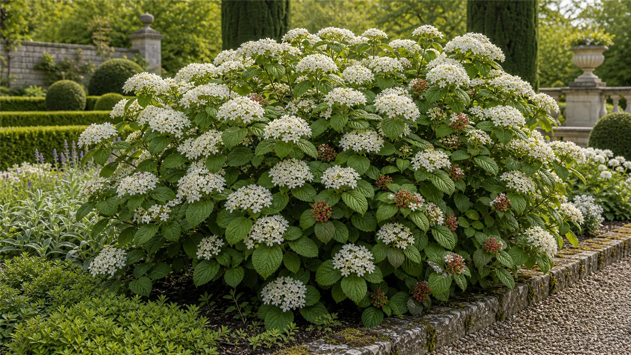Viburnum garden profile planted in a chateau garden