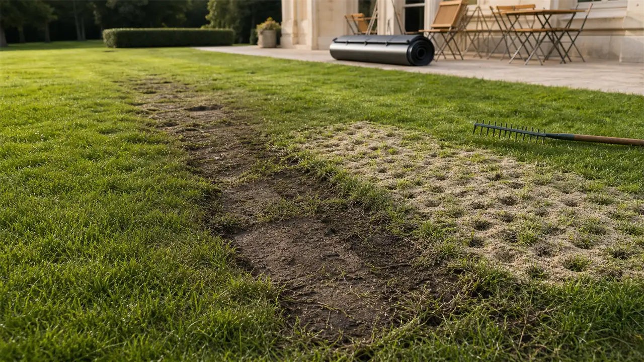 Sol compacté à restaurer après une réception au jardin