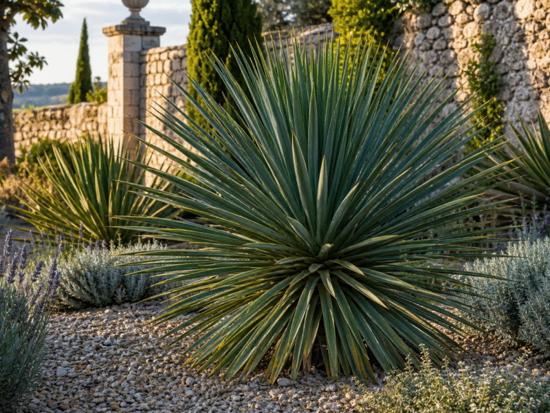 Illustration de jardin de caractere pour Yucca au jardin : quand planter, tailler et arroser sans se tromper
